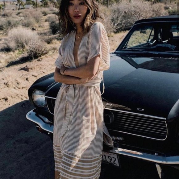 Faithfull The Brand Mustang Midi Dress in Beige - Picture 5 of 5